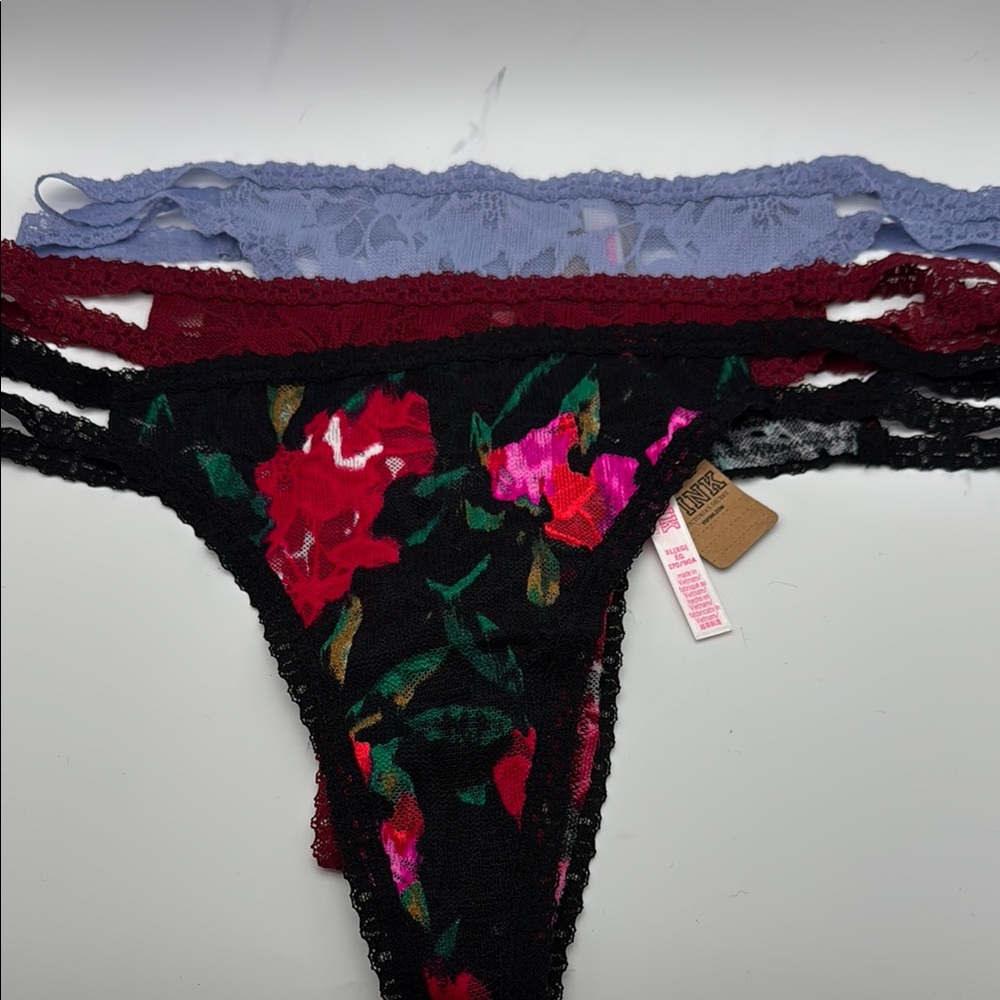 Victoria's Secret Black and Red Floral underwear thongs
